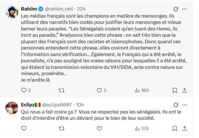 Graphique illustrant les tensions autour de l'homosexualité au Sénégal