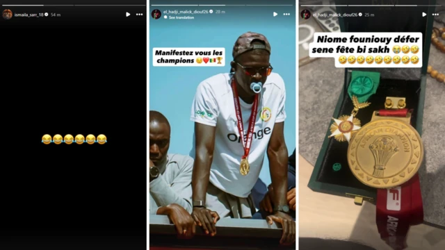 Publications Instagram de joueurs sénégalais célébrant la victoire