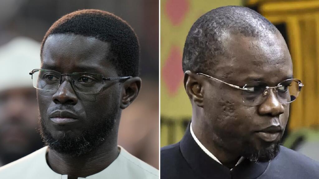 Le président Bassirou Diomaye Faye (à gauche) et l'ancien Premier ministre Ousmane Sonko (à droite) lors d'un événement officiel au Sénégal.