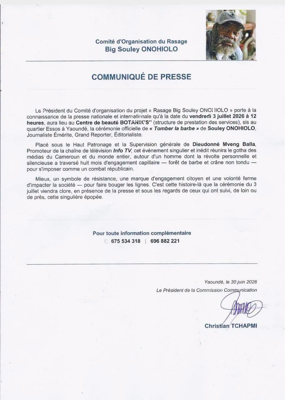 rasage de Souley Onohiolo : une cérémonie symbolique prévue le 3 juillet à Yaoundé