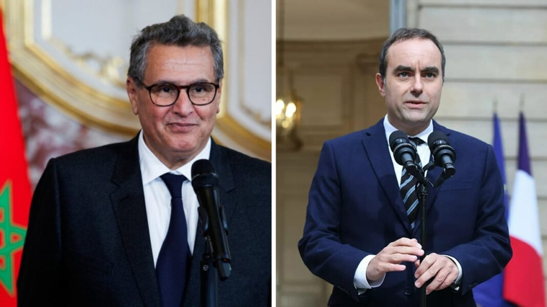Le Premier ministre marocain Aziz Akhannouch et le ministre français Sébastien Lecornu lors d’une rencontre diplomatique récente