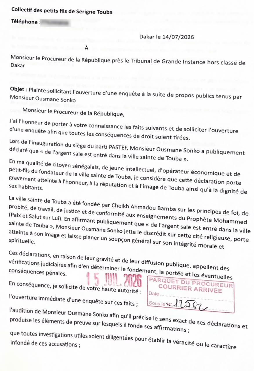 Ousmane Sonko lors de son discours